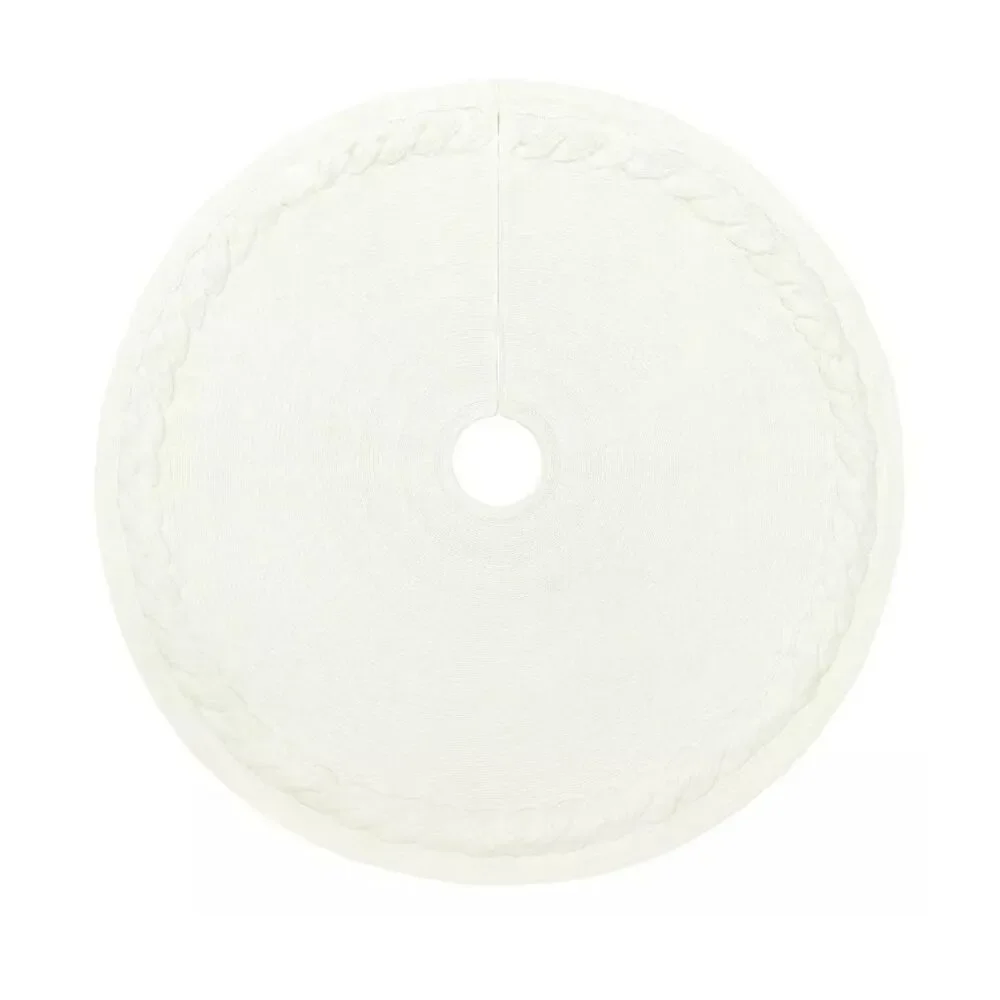 NEW Cable Knit Tree Skirt White 48x48x1 Classic‎ Holiday Christmas